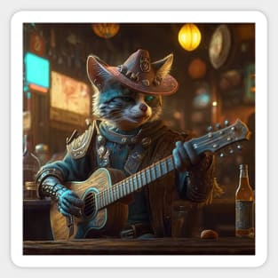 Cyberpunk Cat Singing Sticker